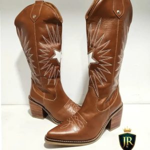Bota texana estrella camel liso