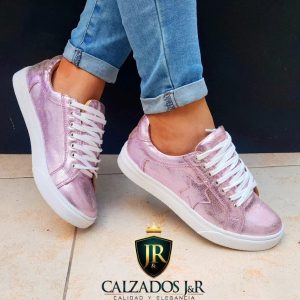 Zapatilla estrella metalizado rosado